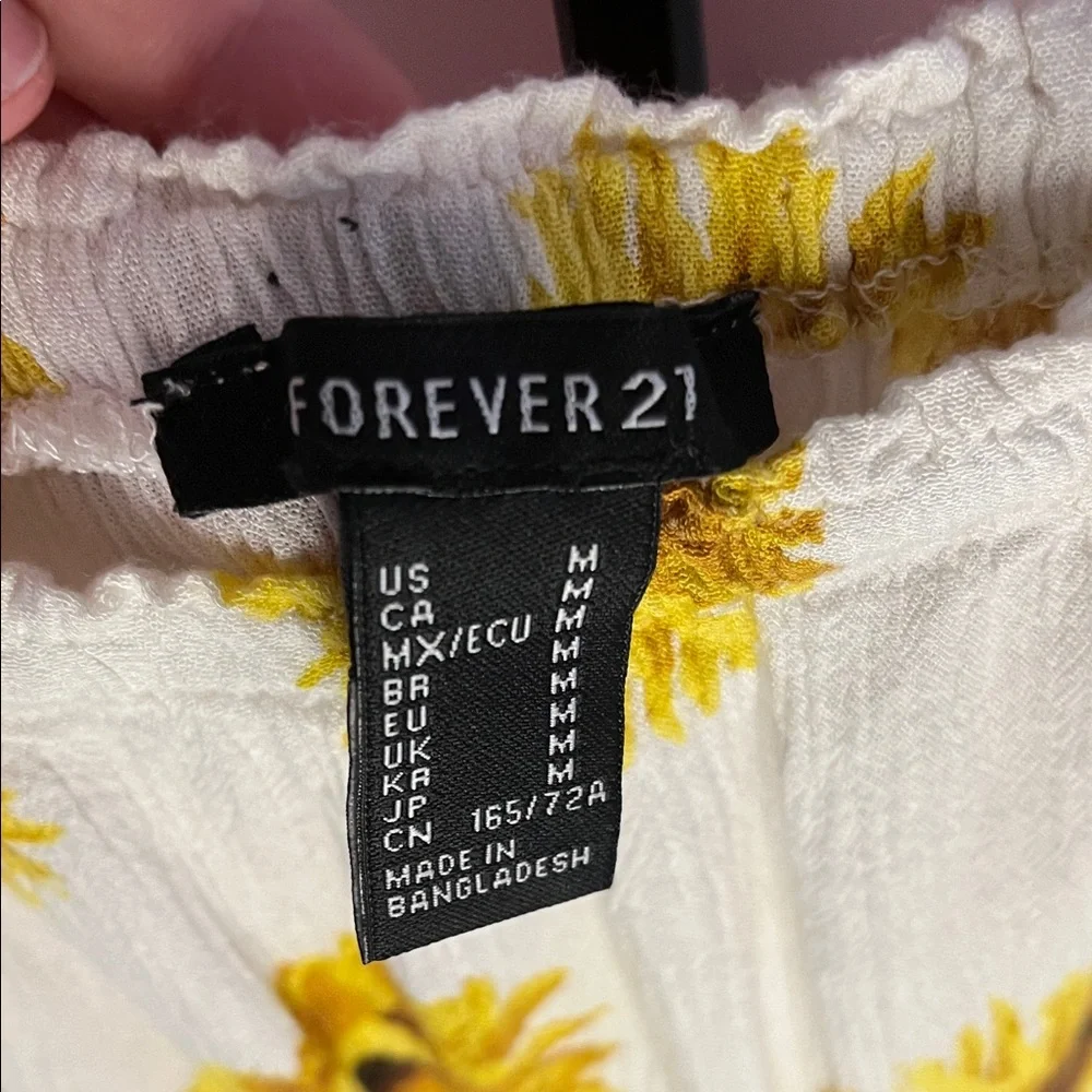Forever 21 White Romper With Sunflower Pattern - Picture 2 of 5